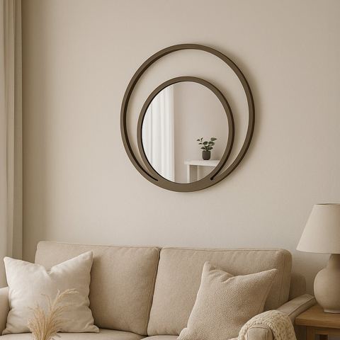 Round framed pieces, hotel bedroom